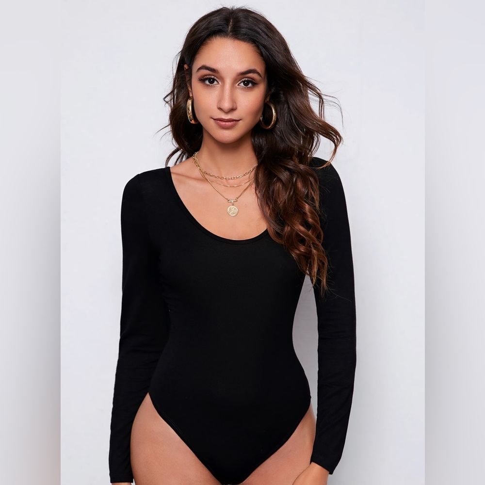 SHEIN Long Sleeve Black Bodysuit